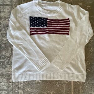 Source Unknown White Sweater with American Flag Design